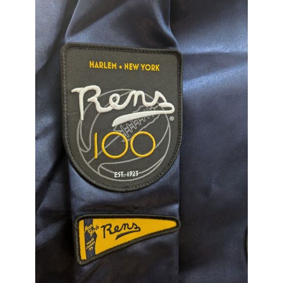 Puma x Black Fives Rens Harlem New York Satin Jacket XXL Navy Blue Gold NWT - Picture 6 of 8